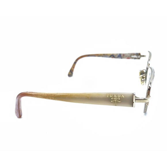 Prada Gold Beige Half Rim Eyeglasses Frames 53-18 135 Italy Designer Women - Picture 4 of 12